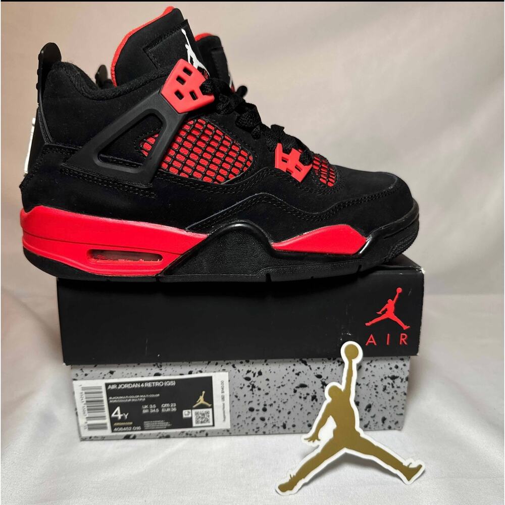 Size 4 - Nike Air Jordan 4 Retro GS Red Thunder Men's Shoes